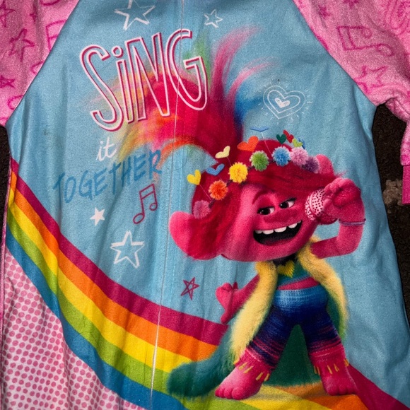 Dreamworks Trolls Girls Pink “Sing It Together” Footie Pajamas Size 12M - Picture 3 of 5